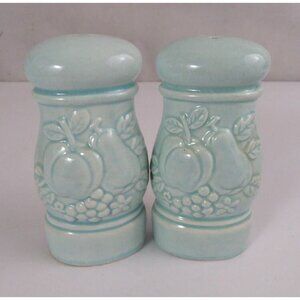 Vintage Kmart Blue Fruit Design 4" Salt & Pepper Shakers Japan